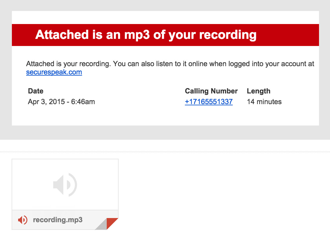 Call recordings emailed to you